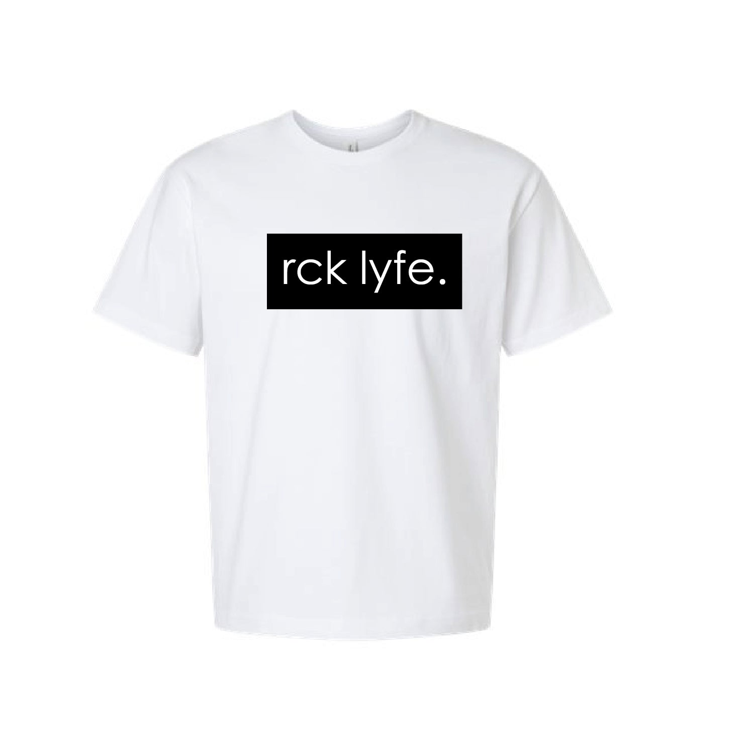 White RCK Lyfe men's box logo tee