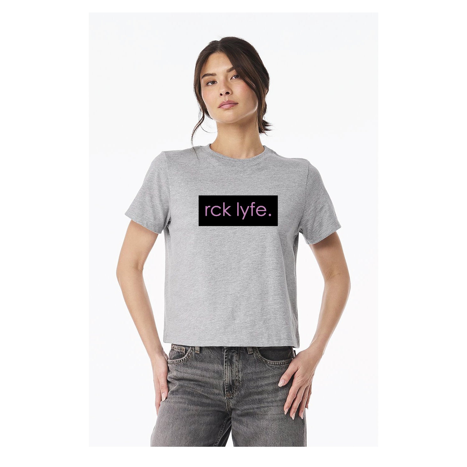 Athletic Heather RCK Lyfe women's heavyweight box logo tee
