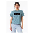 Heather Blue RCK Lyfe women's heavyweight box logo tee
