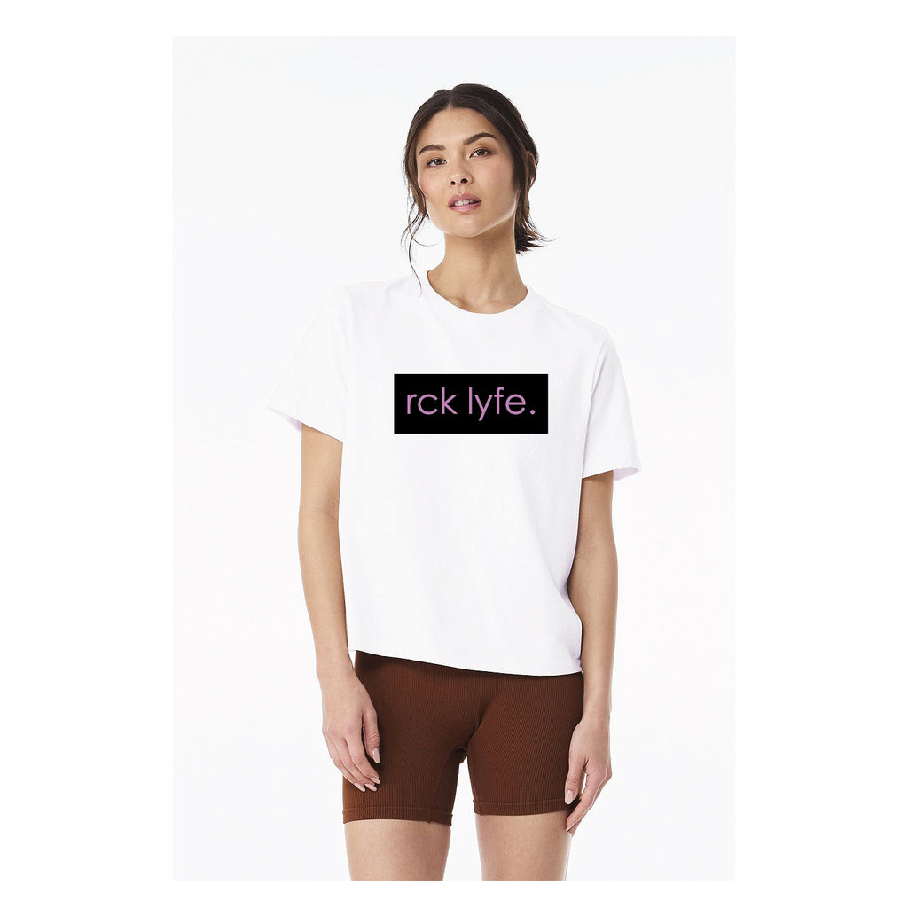 White RCK Lyfe women's heavyweight box logo tee