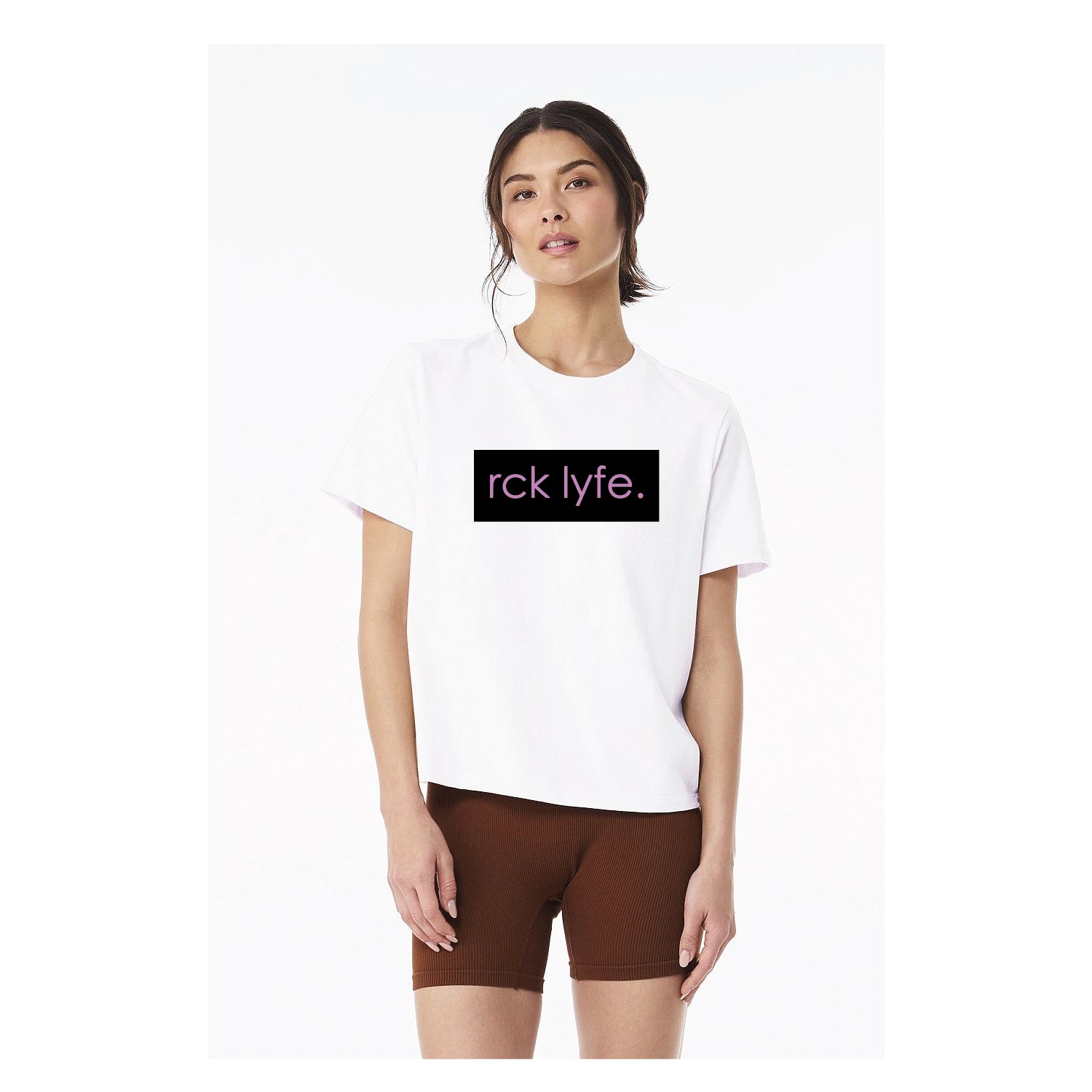 White RCK Lyfe women's heavyweight box logo tee